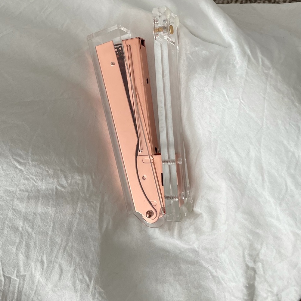 Clear rose gold stapler